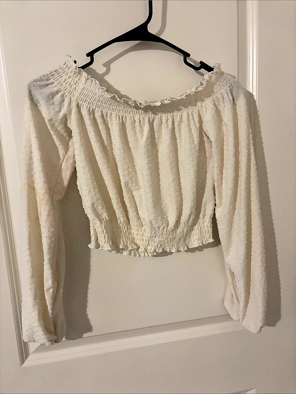White Long Sleeve Crop Top Size XS Like New